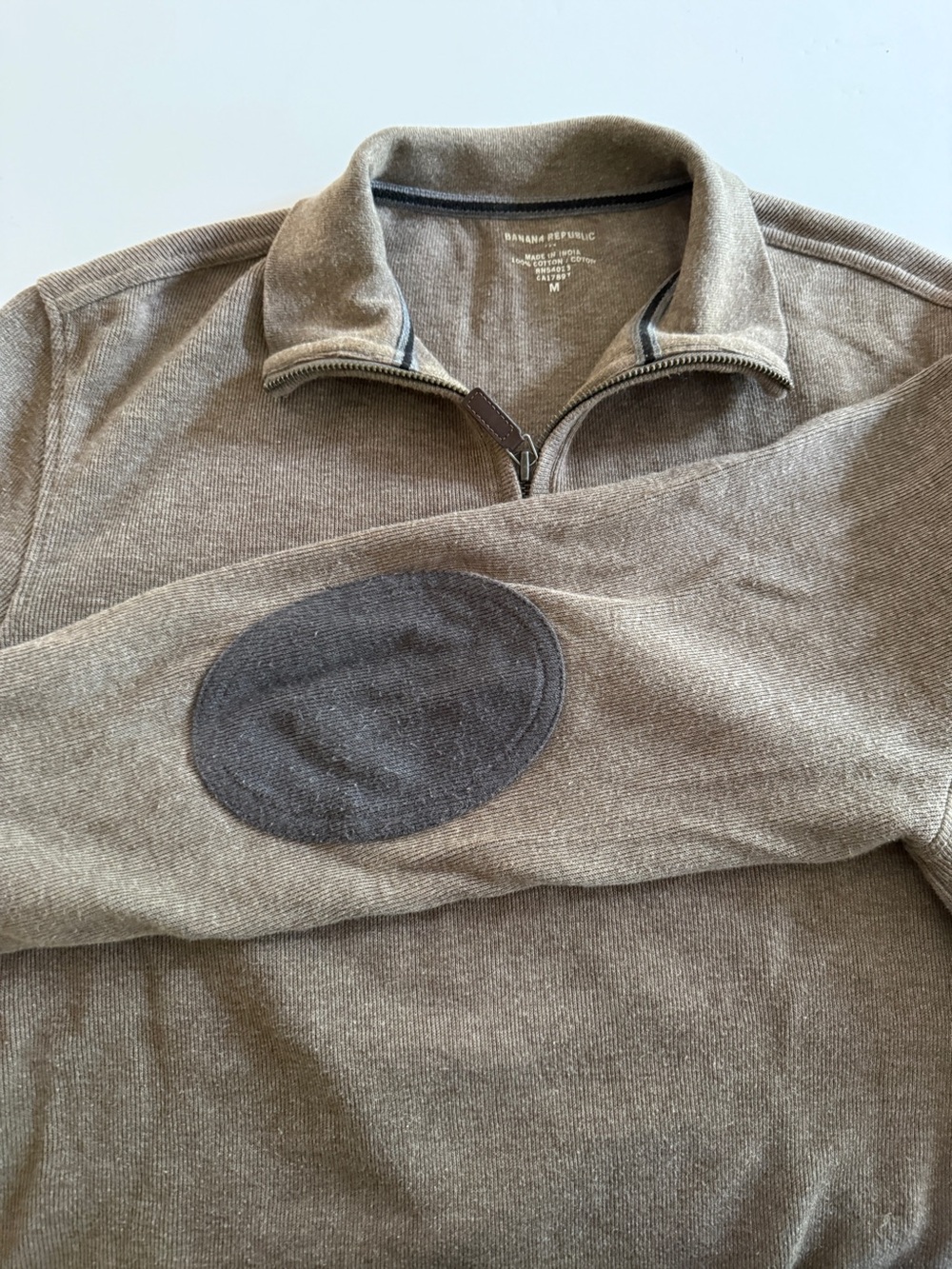 Banana Republic 100% Cotton Quarter-Zip Sweater | Men’s Medium | Elbow Patches - Picture 7 of 9